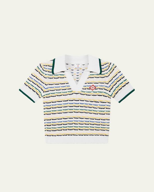 Tuck Stitch Crop Polo Shirt
